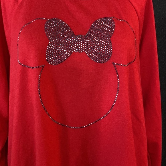 Disney Parks Women's‎ red and silver studded Minnie long sleeve super soft top - Picture 2 of 6